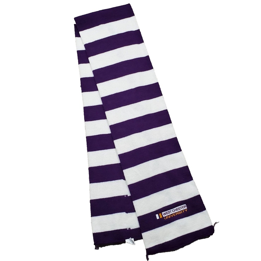 West Chester University Neck Warmer Scarf‎ Purple White Striped Knit Logofit